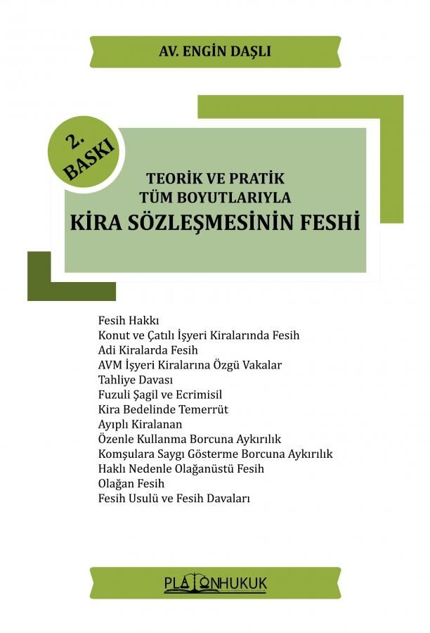 Platon Kira Sözleşmesinin Feshi 2. Baskı - Engin Daşlı Platon Hukuk Yayınları