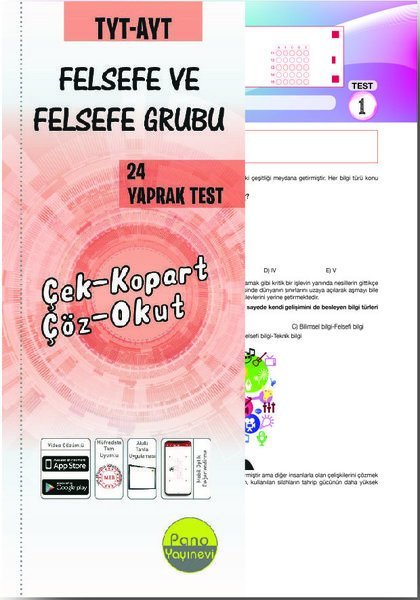 Pano YKS TYT AYT Felsefe ve Felsefe Grubu 24 Yaprak Test Pano Yayınevi