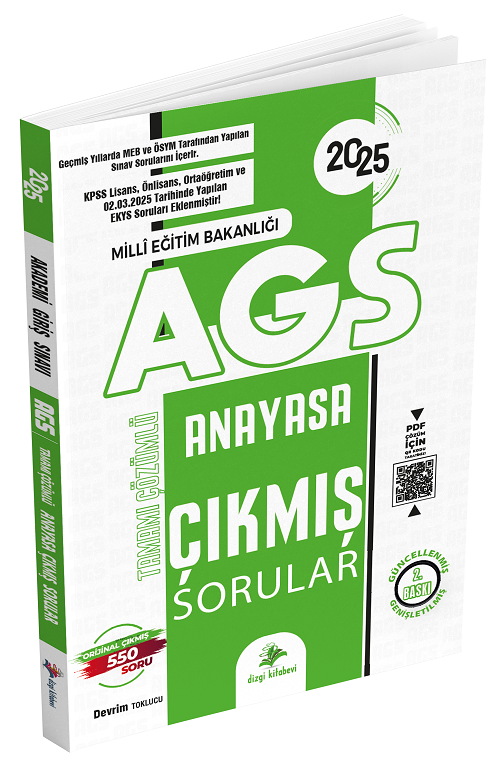 Dizgi Kitap 2025 MEB-AGS Anayasa Çıkmış Sorular Çözümlü Konularına Göre Genişletilmiş 2. Baskı - Devrim Toklucu Dizgi Kitap