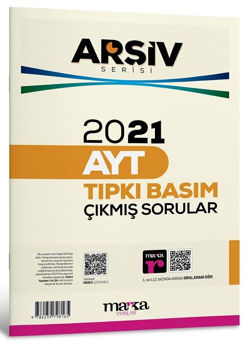 Marka 2021 YKS AYT Çıkmış Sorular Tıpkı Basım Çözümlü Arşiv Serisi Marka Yayınları