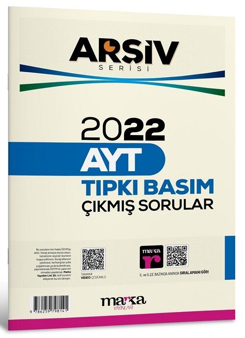 Marka 2022 YKS AYT Çıkmış Sorular Tıpkı Basım Çözümlü Arşiv Serisi Marka Yayınları