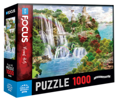 1000 Parça Puzzle - Forest And Waterfall Orman Ve Şelale Blue Focus Games