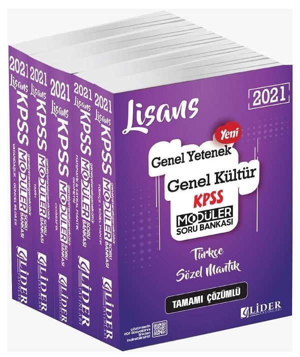 SÜPER FİYAT - Lider 2021 KPSS Genel Yetenek Genel Kültür Soru Bankası Modüler Set Çözümlü Lider Yayınları