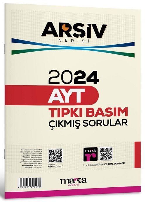 Marka 2024 YKS AYT Çıkmış Sorular Tıpkı Basım Çözümlü Arşiv Serisi Marka Yayınları