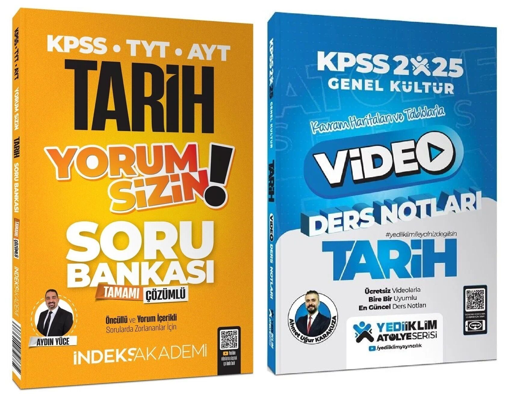 Yediiklim + İndeks 2025 KPSS Tarih Atölye Video Ders Notları + Yorum Sizin Soru Bankası 2 li Set - Ahmet Uğur Karakuza Yediiklim + İndeks Akademi Yayınları