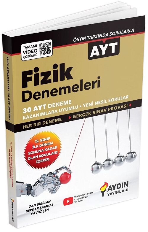 Aydın 2023 YKS AYT Fizik 30 Deneme Video Çözümlü Aydın Yayınları