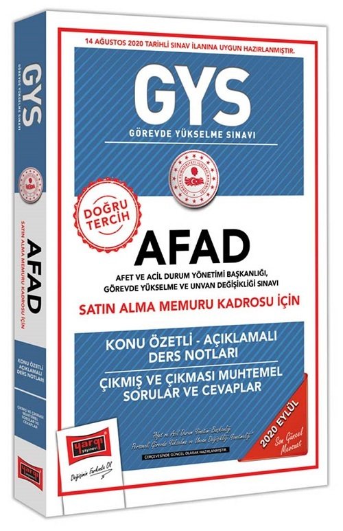 Yargı 2020 GYS AFAD Satın Alma Memuru Kadrosu Konu Özetli Ders Notları Görevde Yükselme Yargı Yayınları