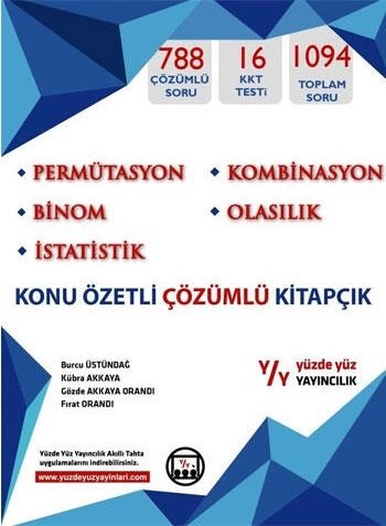 Yüzde Yüz YKS TYT AYT Permütasyon Kombinasyon Binom Olasılık İstatistik Konu Özetli Çözümlü Kitapçık Yüzde Yüz Yayınları