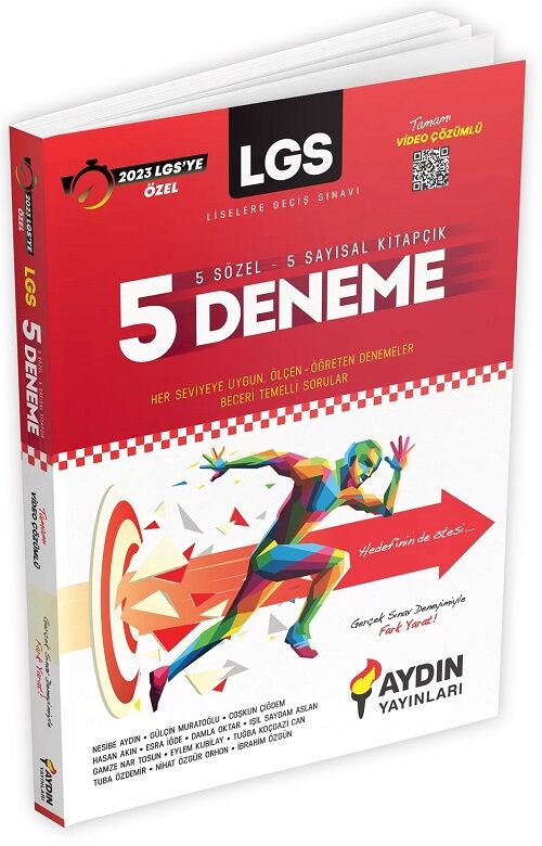 Aydın 2023 8. Sınıf LGS Tüm Dersler 5 Deneme Video Çözümlü Aydın Yayınları