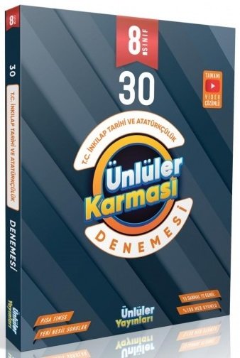 Ünlüler 8. Sınıf TC İnkılap Tarihi ve Atatürkçülük Ünlüler Karması 30 Deneme Video Çözümlü Ünlüler Yayınları