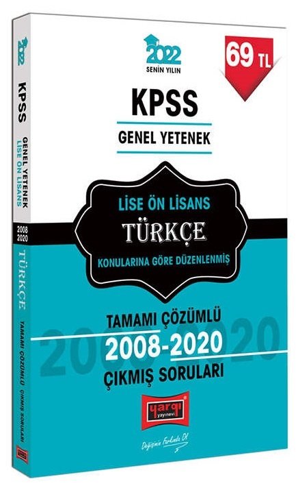 Yargı 2022 KPSS Lise Ön Lisans Türkçe Konularına Göre Düzenlenmiş Çıkmış Sorular Çözümlü Yargı Yayınları