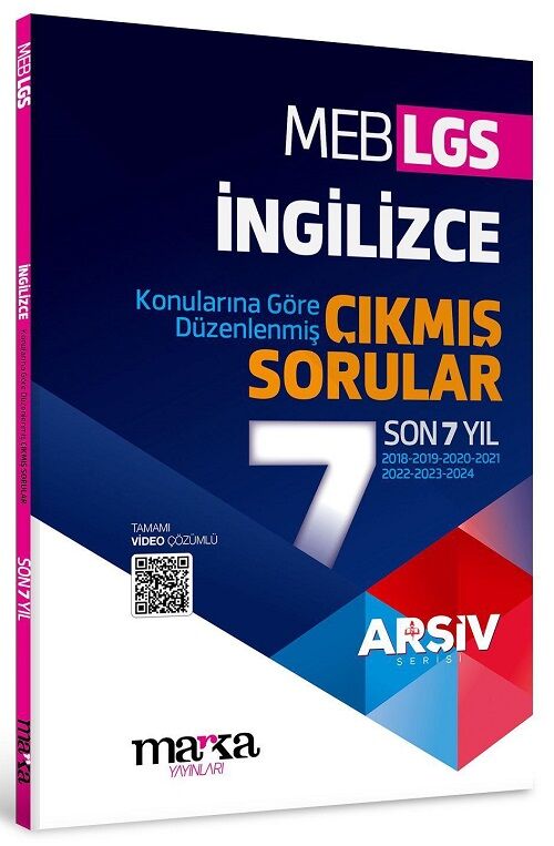 Marka 8. Sınıf LGS İngilizce Çıkmış Sorular Son 7 Yıl Tıpkı Basım Çözümlü Arşiv Serisi Marka Yayınları