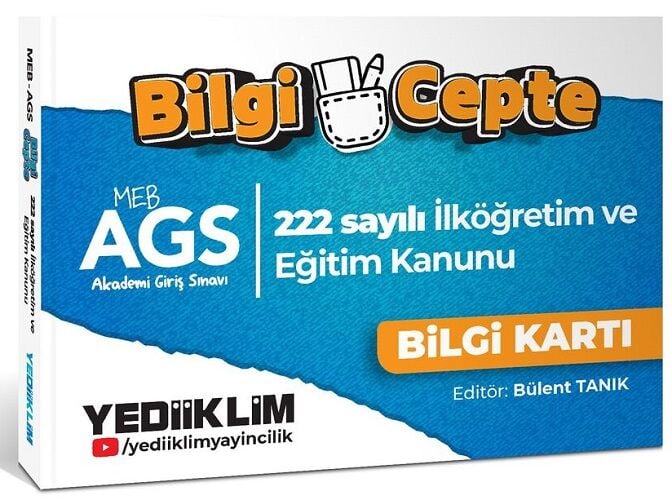 Yediiklim MEB-AGS 222 Sayılı İlköğretim ve Eğitim Kanunu Bilgi Cepte Bilgi Kartı - Bülent Tanık Yediiklim Yayınları