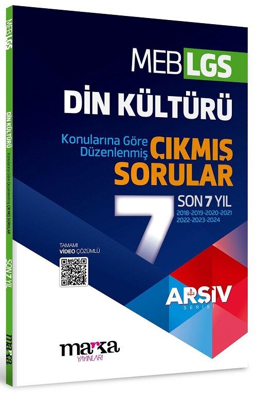 Marka 8. Sınıf LGS Din Kültürü ve Ahlak Bilgisi Çıkmış Sorular Son 7 Yıl Tıpkı Basım Çözümlü Arşiv Serisi Marka Yayınları