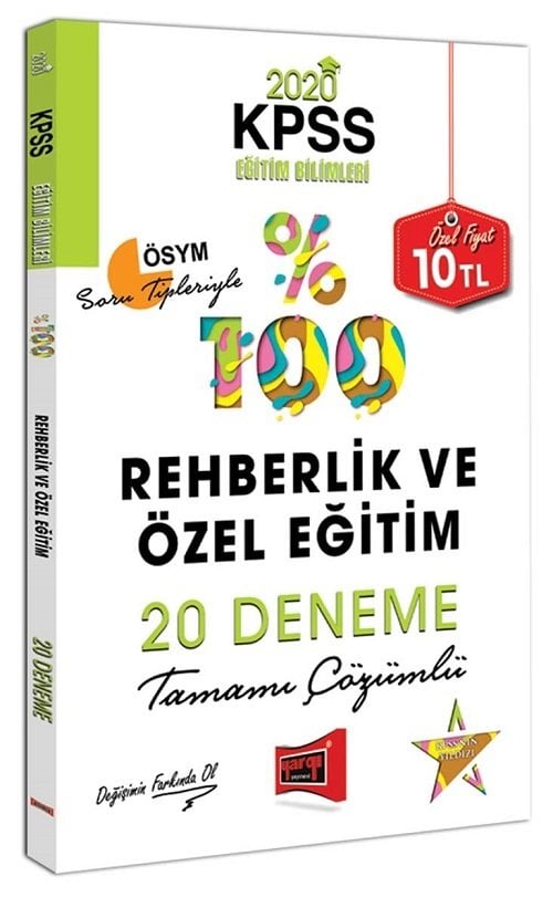 Yargı 2020 KPSS %100 Rehberlik ve Özel Eğitim 20 Deneme Çözümlü Yargı Yayınları