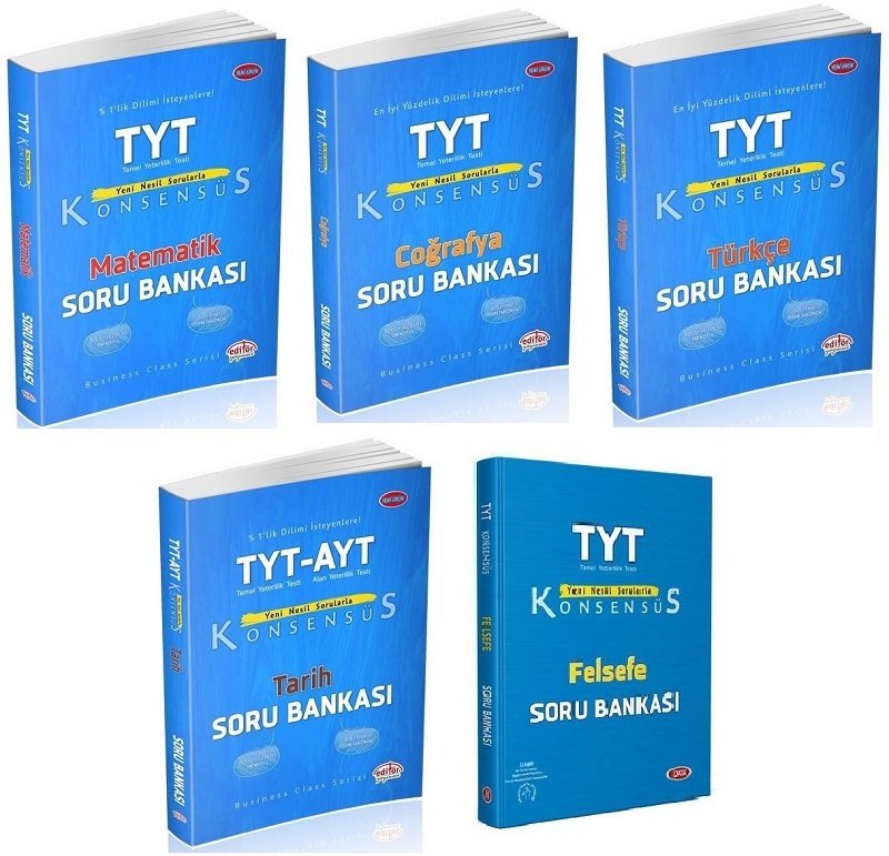 Editör YKS TYT Eşit Ağırlık Konsensüs Soru Bankası Seti (5 Kitap) Editör Yayınları