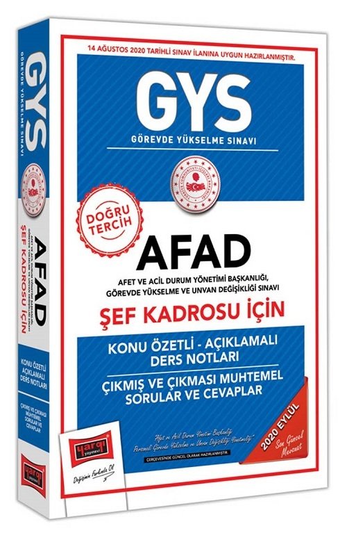 Yargı 2020 GYS AFAD Şef Kadrosu Konu Özetli Ders Notları Görevde Yükselme Yargı Yayınları