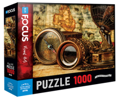 1000 Parça Puzzle - Vintage Compass Andbinoculars Nostaljik Pusula Ve Dürbün Blue Focus Games