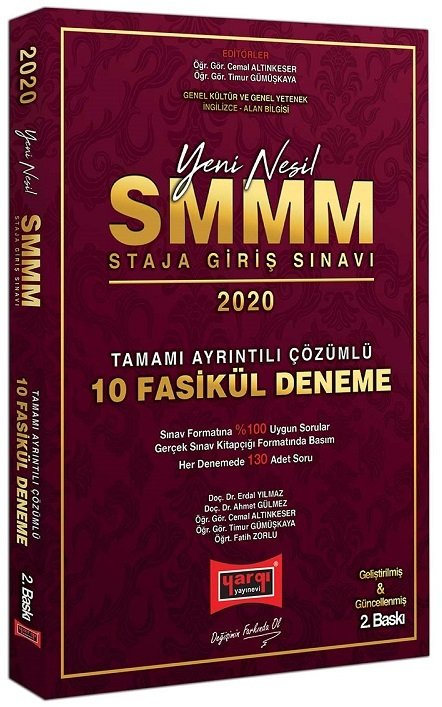 Yargı 2020 SMMM Staja Giriş 10 Fasikül Deneme Çözümlü Yargı Yayınları