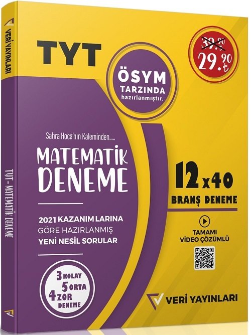 Veri Yayınları 2021 YKS TYT Matematik 12x40 Branş Denemeleri Veri Yayınları