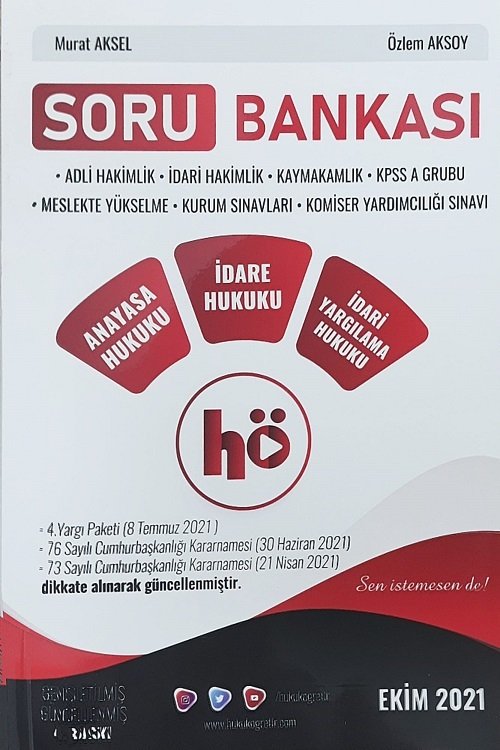 Hukuk Öğretir 2021 Hakimlik Kaymakamlık Hukuk Soru Bankası 4. Baskı - Murat Aksel Hukuk Öğretir