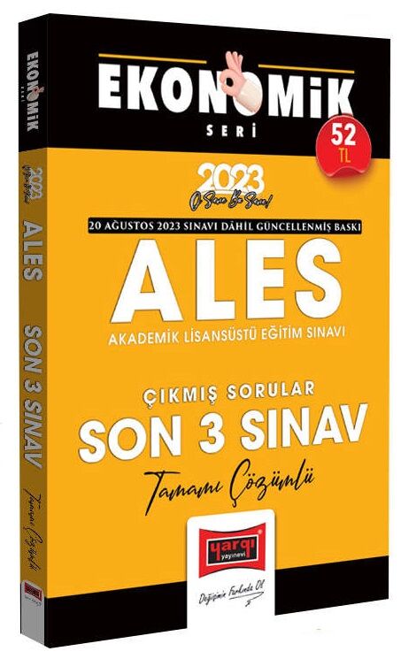 Yargı 2023 ALES Çıkmış Sorular Son 3 Sınav Çözümlü Ekonomik Seri Yargı Yayınları