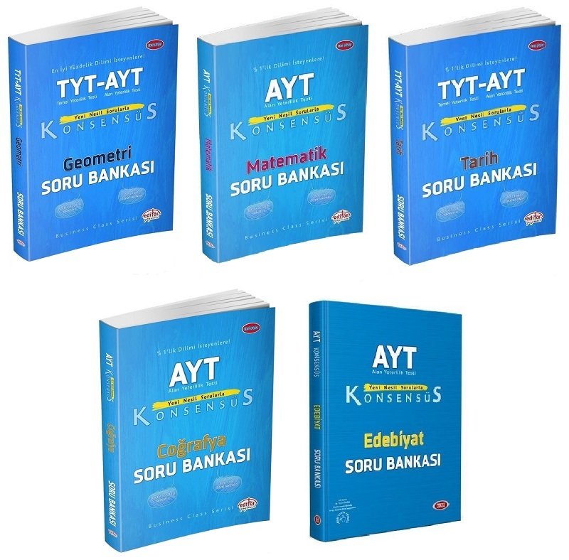 Editör YKS AYT Eşit Ağırlık Konsensüs Soru Bankası Seti (5 Kitap) Editör Yayınları