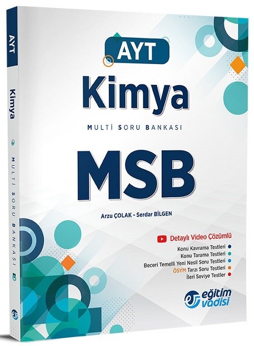 Eğitim Vadisi YKS AYT Kimya MSB Multi Soru Bankası Video Çözümlü Eğitim Vadisi Yayınları