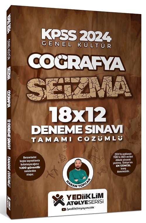 SÜPER FİYAT - Yediiklim 2024 KPSS Coğrafya Seizma 18x12 Deneme Çözümlü - Hakan Topcan Yediiklim Yayınları