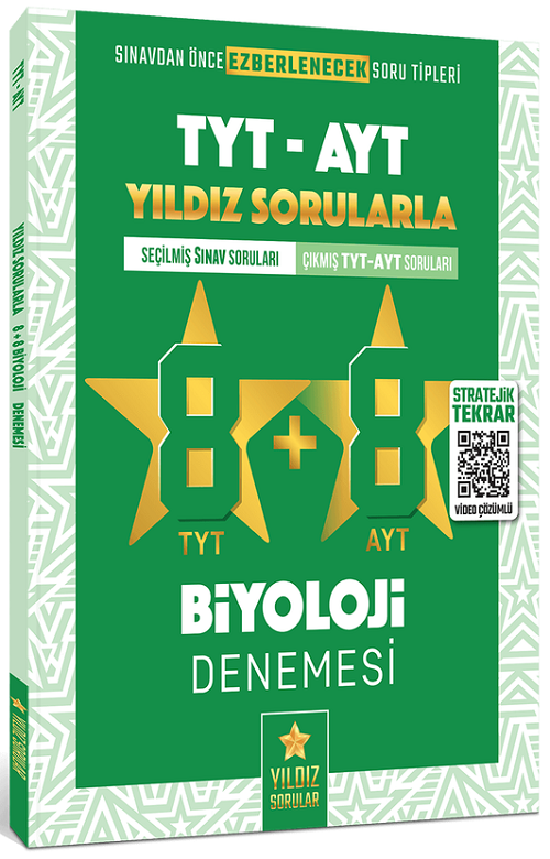 Yıldız Sorular YKS TYT AYT Biyoloji 8+8 Deneme Video Çözümlü Yıldız Sorular