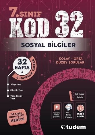 Tudem 7. Sınıf Sosyal Bilgiler Kod 32 Tekrar Testleri Tudem Yayınları