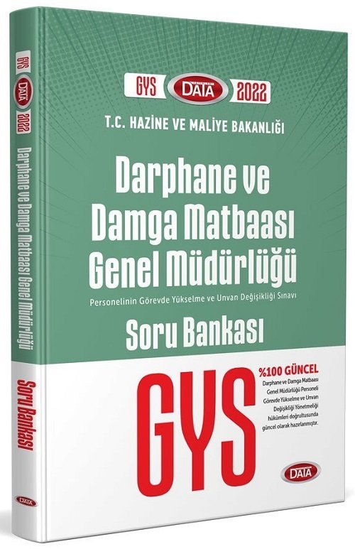 Data 2022 GYS Hazine ve Maliye Bakanlığı Darphane ve Damga Matbaası Genel Müdürlüğü Soru Bankası Görevde Yükselme Data Yayınları