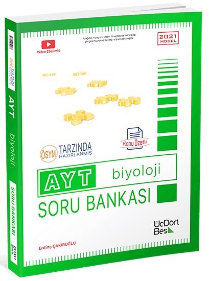 SÜPER FİYAT - Üç Dört Beş 2021 YKS AYT Biyoloji Soru Bankası Üç Dört Beş Yayınları