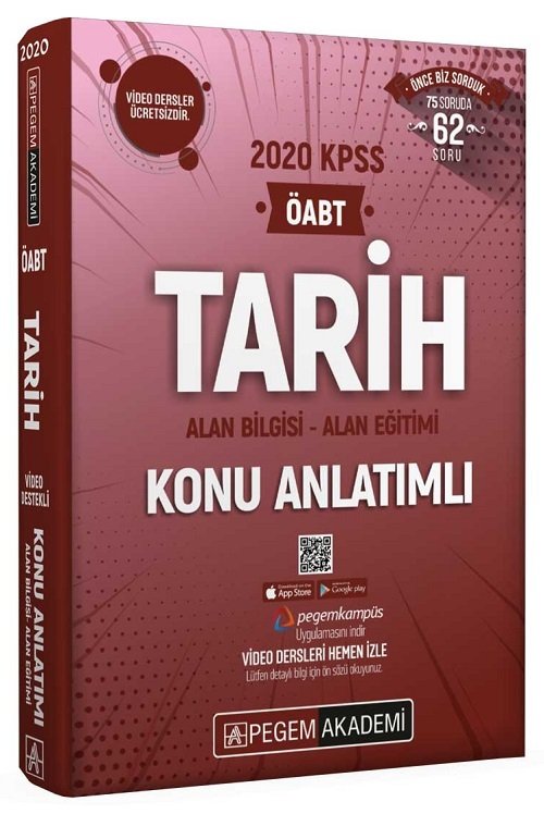 Pegem 2020 ÖABT Tarih Konu Anlatımlı Video Destekli Pegem Akademi Yayınları