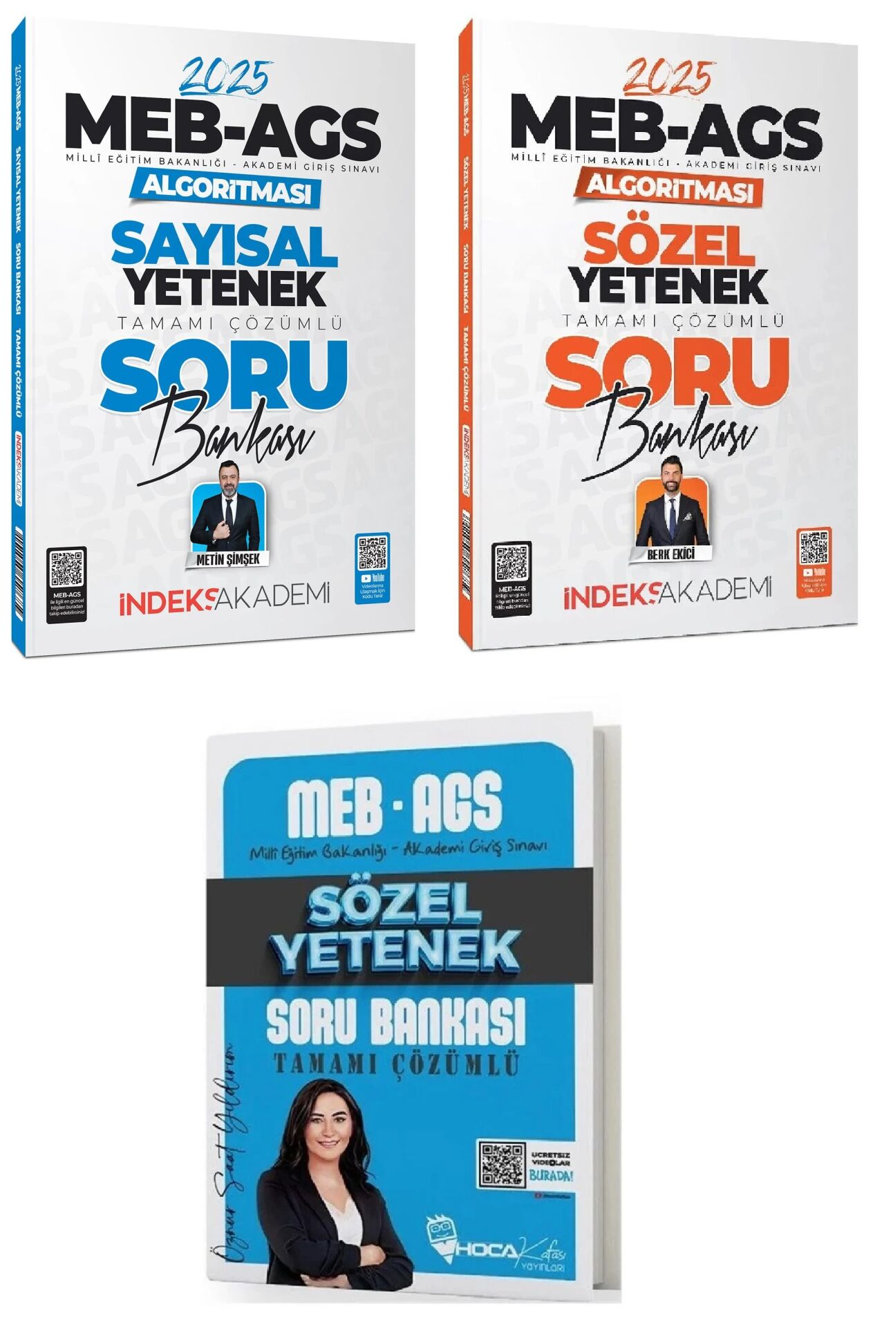 Hoca Kafası + İndeks 2025 MEB-AGS Sözel + Sayısal Yetenek Soru Bankası 3 lü Set - Öznur Saat Yıldırım, Berk Ekici, Metin Şimşek Hoca Kafası + İndeks Akademi Yayınları