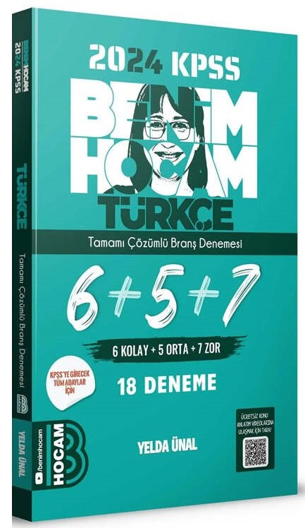 SÜPER FİYAT - Benim Hocam 2024 KPSS Türkçe 18 Deneme Çözümlü - Yelda Ünal Benim Hocam Yayınları