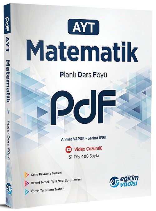 Eğitim Vadisi YKS AYT Matematik PDF Planlı Ders Föyü Video Çözümlü Eğitim Vadisi Yayınları