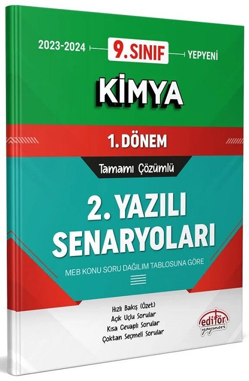 Editör 9. Sınıf Kimya 1. Dönem Ortak Sınav 2. Yazılı Senaryoları Editör Yayınları