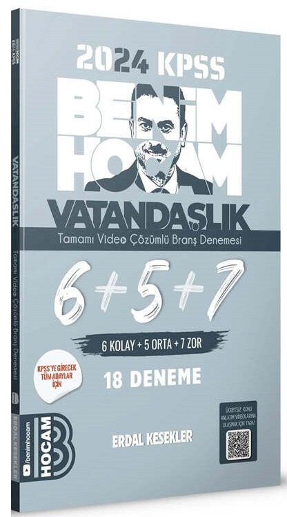 Benim Hocam 2024 KPSS Vatandaşlık 18 Deneme Çözümlü - Erdal Kesekler Benim Hocam Yayınları