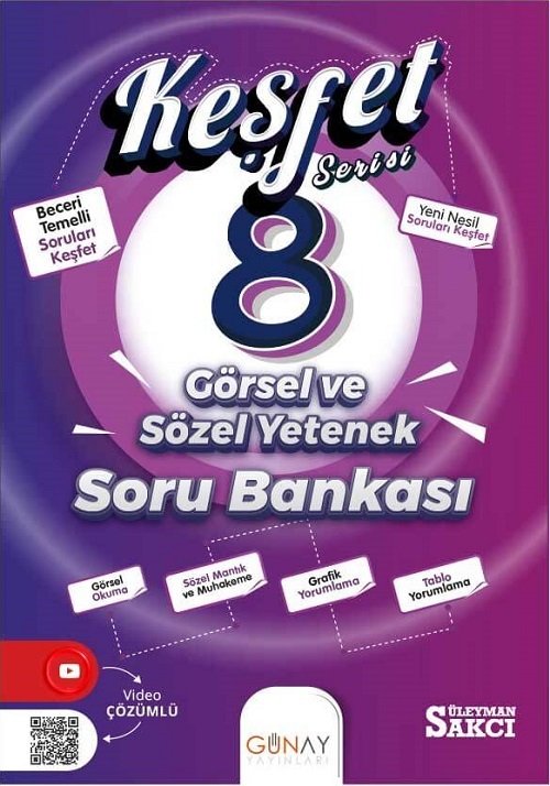 Günay 8. Sınıf LGS Görsel ve Sözel Yetenek Keşfet Soru Bankası Günay Yayınları