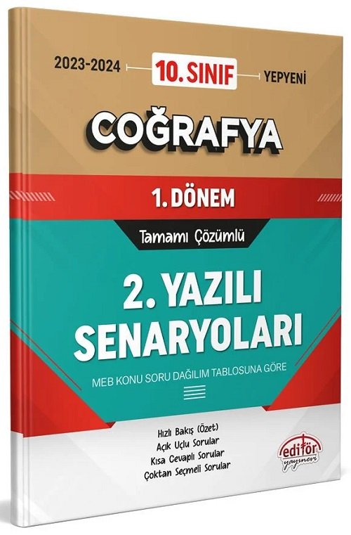 Editör 10. Sınıf Coğrafya 1. Dönem Ortak Sınav 2. Yazılı Senaryoları Editör Yayınları