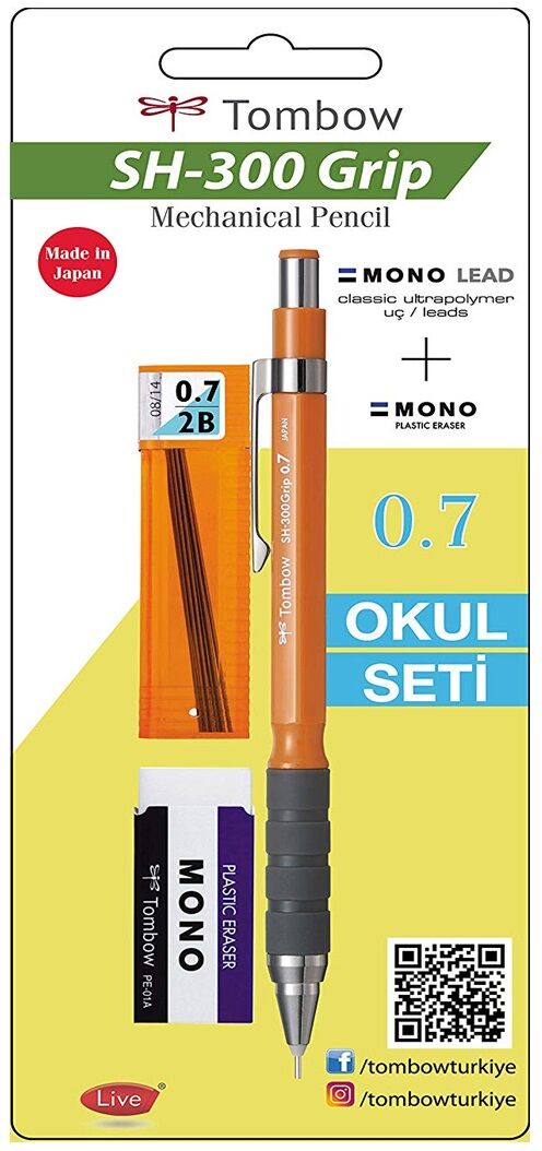 Tombow Grip 0.7 mm Turuncu Versatil Uçlu Kalem Plastik Kutulu Okul Seti Sh-300