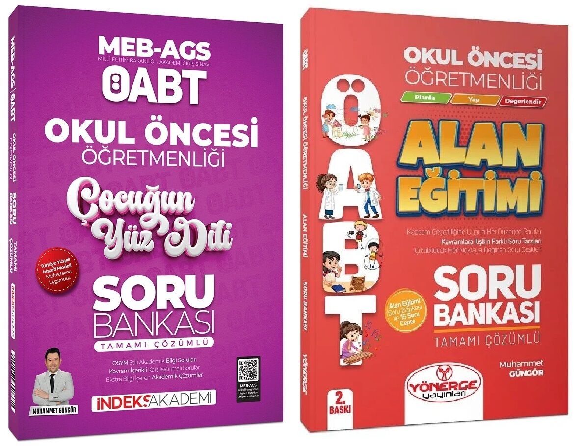 Yönerge + İndeks 2025 ÖABT MEB-AGS Okul Öncesi  Alan Eğitimi + Çocuğun Yüz Dili Soru Bankası 2 li Set - Muhammet Güngör Yönerge İndeks Akademi Yayınları