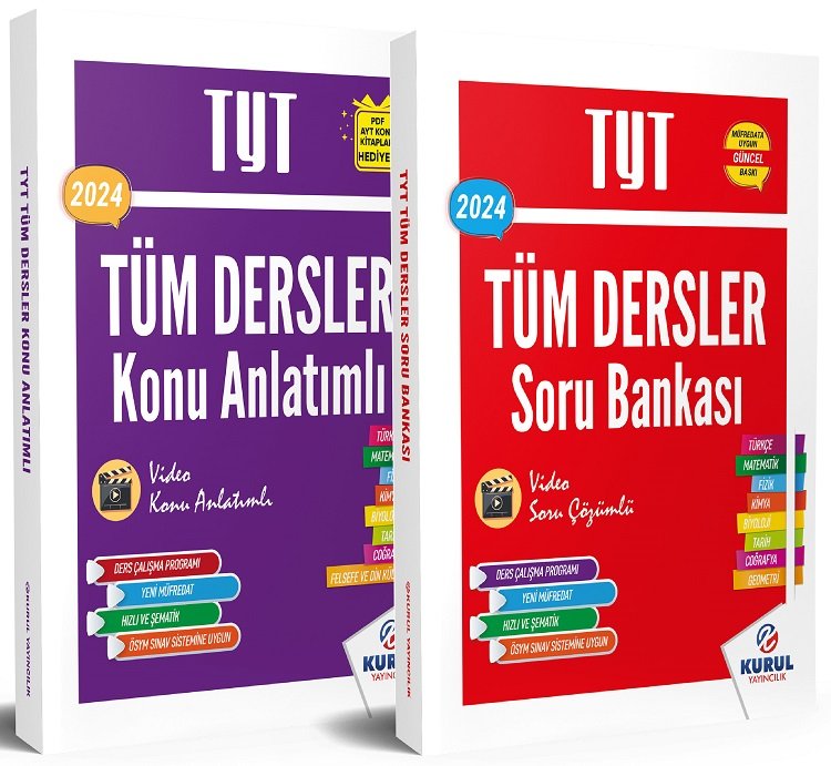 Kurul 2024 YKS TYT Tüm Dersler Konu Anlatımlı + Soru Bankası 2 Kitap Set Kurul Yayıncılık