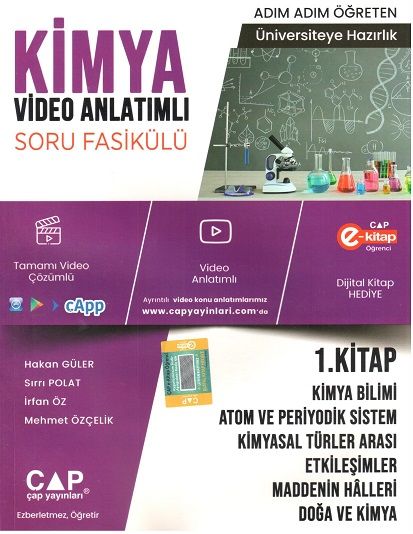 Çap Yayınları YKS TYT Kimya 1. Kitap Konu Anlatımlı Soru Bankası Video Çözümlü Çap Yayınları