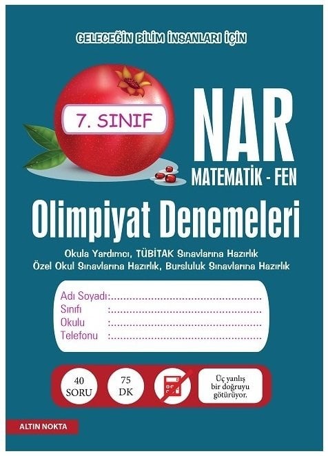 Altın Nokta 7. Sınıf Nar Matematik Fen Olimpiyat Denemeleri Altın Nokta Yayınları