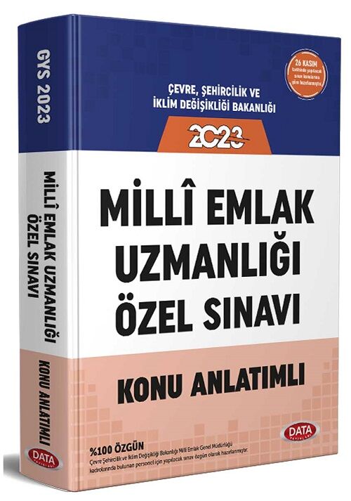 Data 2023 GYS Çevre, Şehircilik ve İklim Değişikliği Bakanlığı Milli Emlak Uzmanlığı Özel Sınavı Konu Anlatımlı Görevde Yükselme Data Yayınları