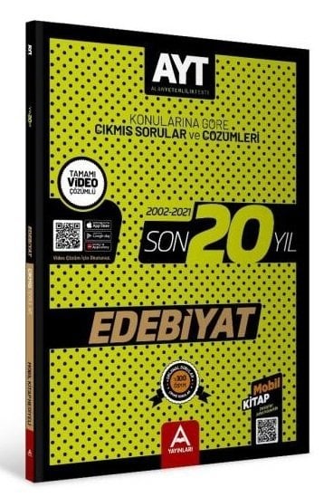 A Yayınları YKS AYT Edebiyat Son 20 Yıl Çıkmış Sorular 2002-2021 A Yayınları