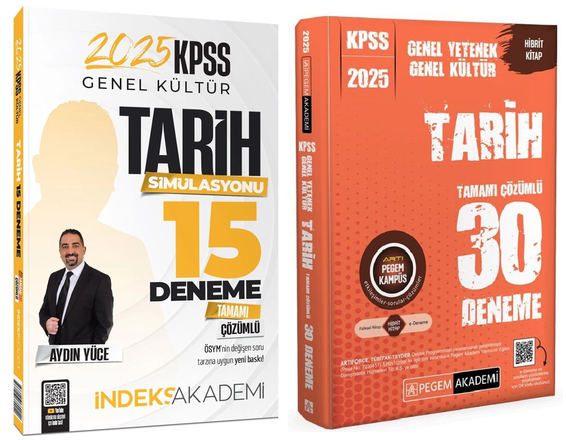 Pegem + İndeks 2025 KPSS Tarih 30+15 Deneme 2 li Set - Aydın Yüce Pegem + İndeks Akademi Yayınları