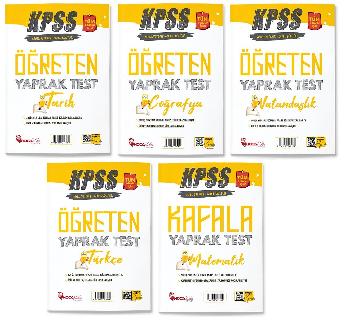 SÜPER FİYAT - Hoca Kafası KPSS Genel Yetenek Genel Kültür Öğreten Yaprak Test 5 li Set Hoca Kafası Yayınları